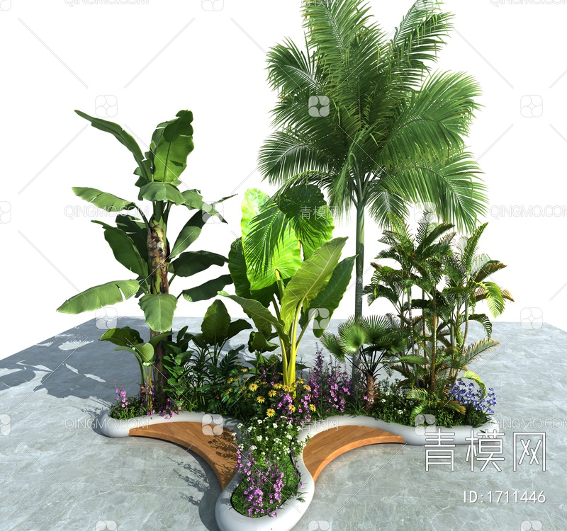 椰子树绿植组合3D模型下载【ID:1711446】