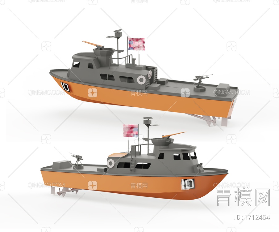 军事交通工具 军用小艇3D模型下载【ID:1712454】