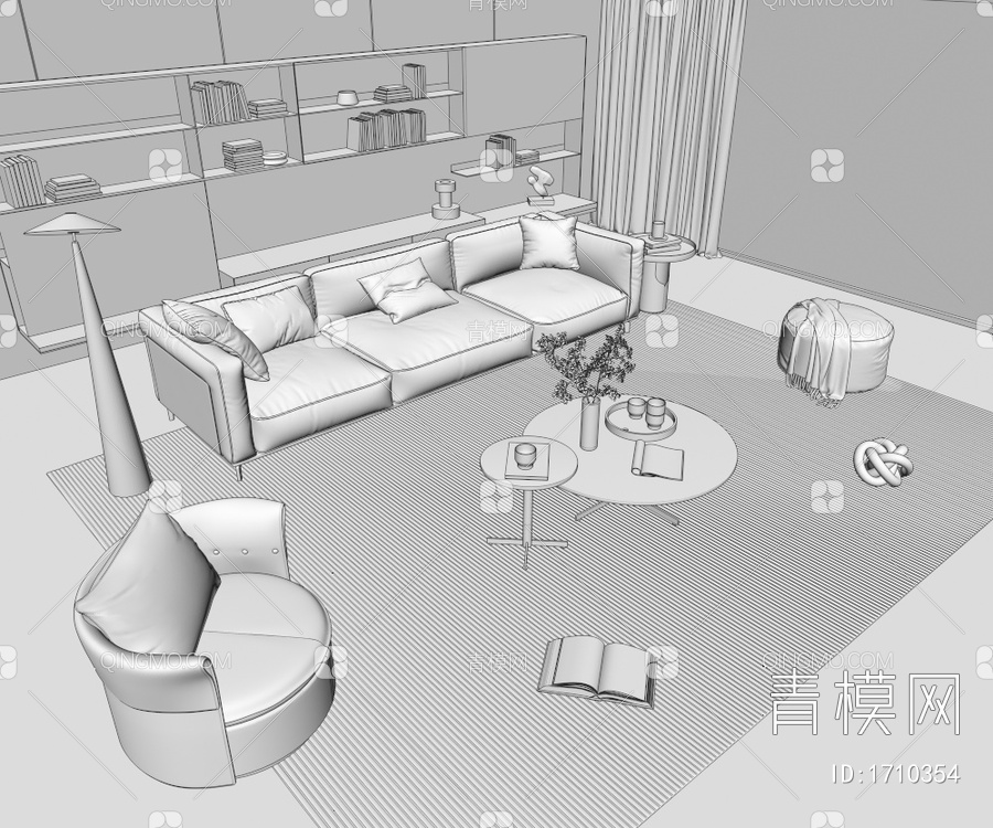 沙发茶几组合3D模型下载【ID:1710354】