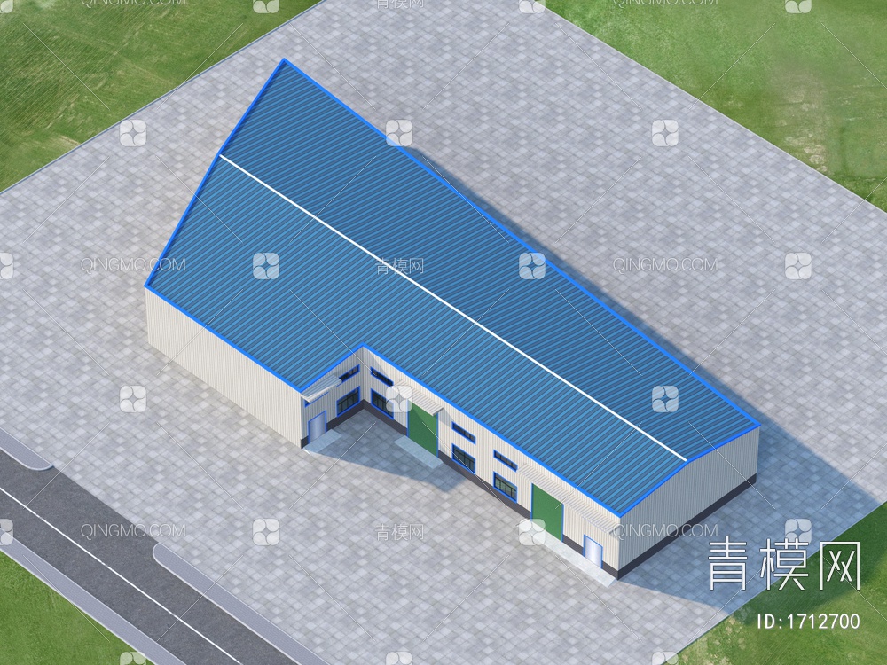 钢构厂房3D模型下载【ID:1712700】