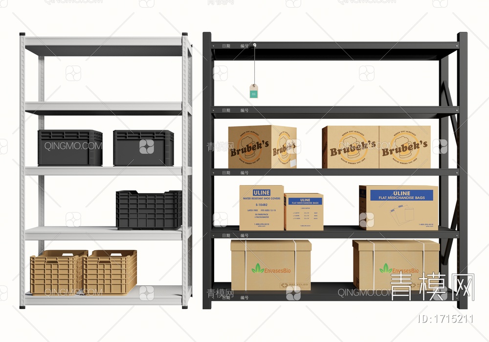 货架 超市陈列架 置物架 纸箱3D模型下载【ID:1715211】