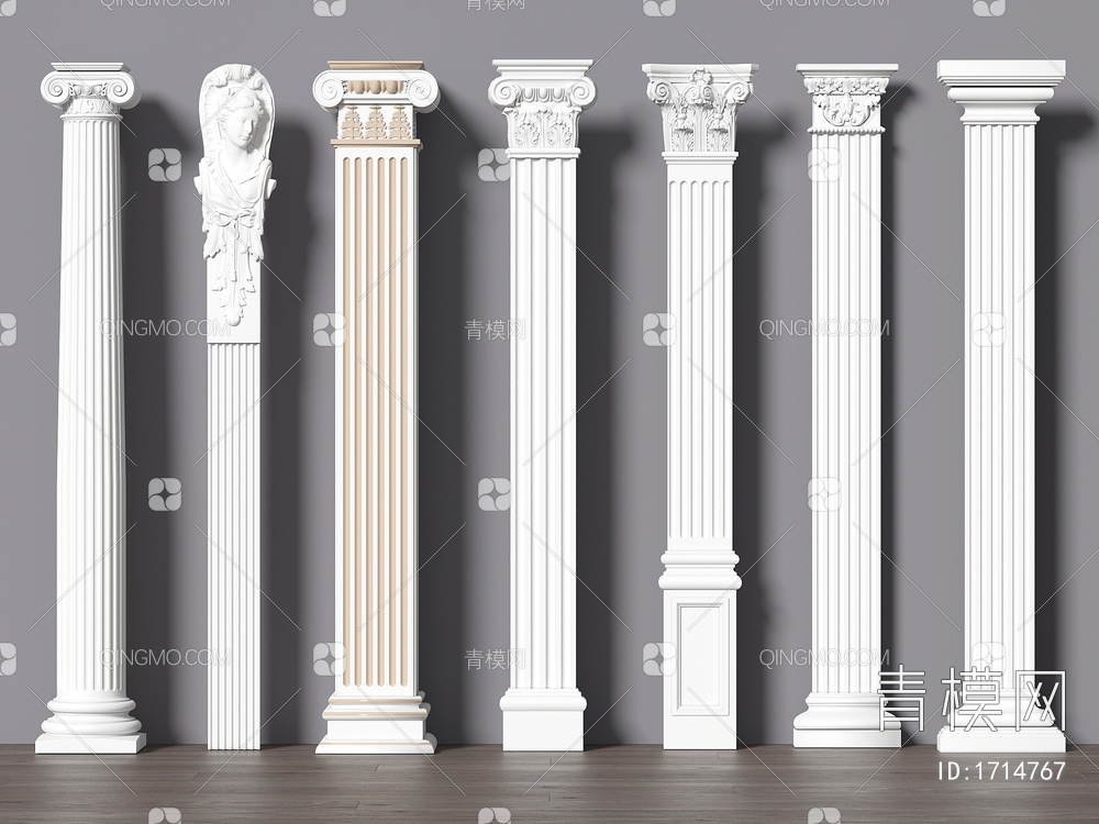 柱子 罗马柱 石膏柱子 装饰柱SU模型下载【ID:1714767】