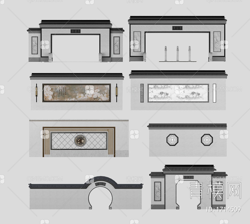 景墙 围墙3D模型下载【ID:1714509】