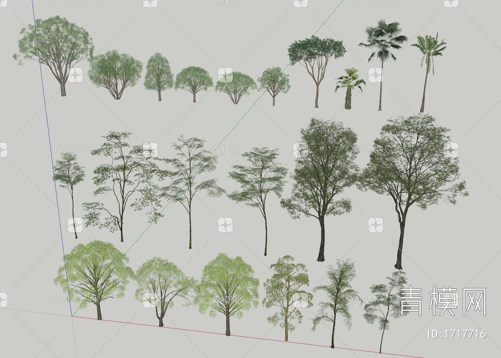 乔木 树木SU模型下载【ID:1717716】