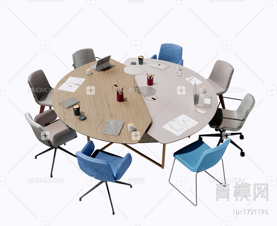 活动圆桌会议办公桌椅SU模型下载【ID:1721196】