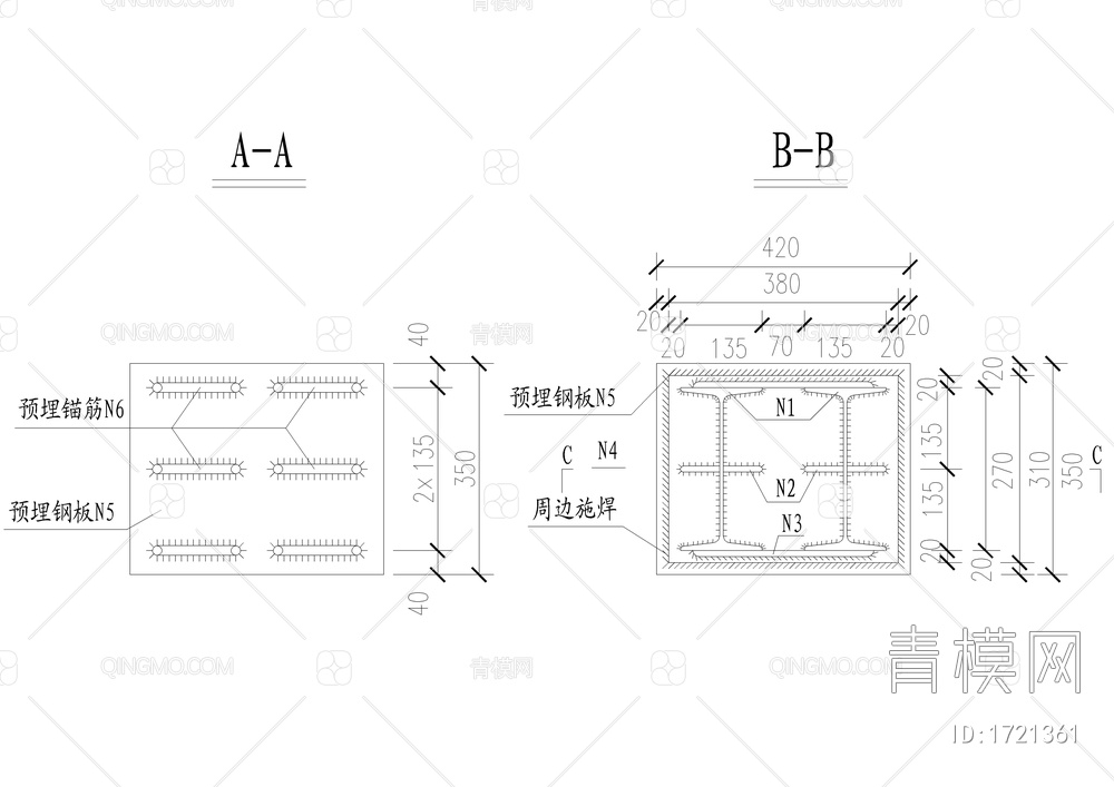 边跨合拢段预埋件详图【ID:1721361】