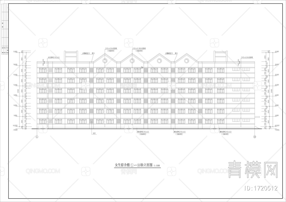 CAD女生宿舍建筑图【ID:1720512】