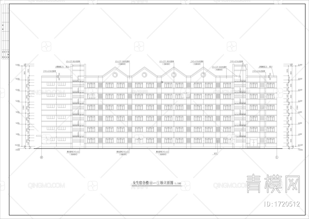 CAD女生宿舍建筑图【ID:1720512】