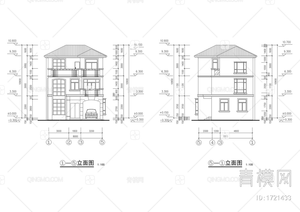 别墅全套建施图CAD图【ID:1721433】