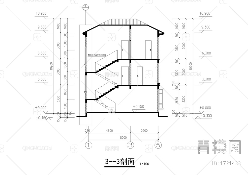 别墅全套建施图CAD图【ID:1721433】