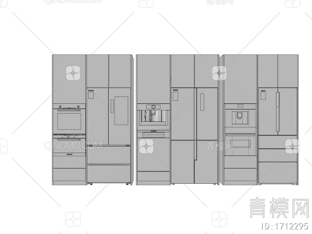 冰箱 双开门冰箱 嵌入式冰箱 烤箱 咖啡机3D模型下载【ID:1712295】