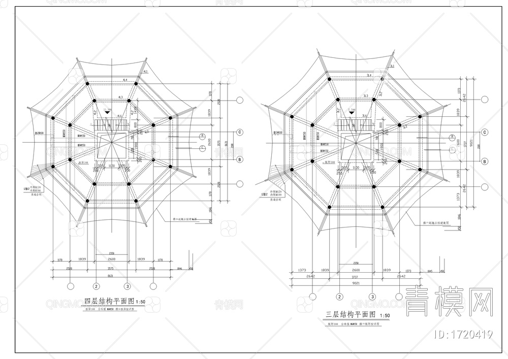 9层古塔全套结构图【ID:1720419】