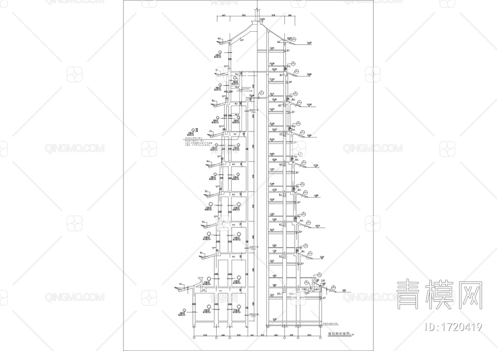 9层古塔全套结构图【ID:1720419】