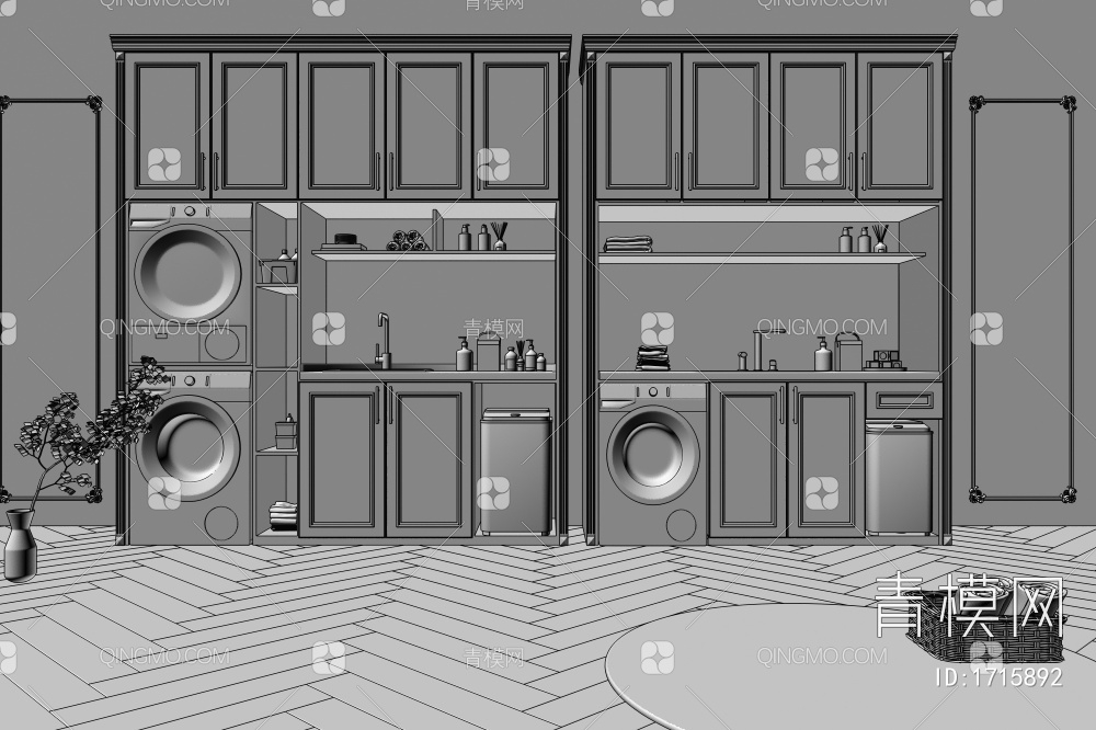 阳台洗衣柜3D模型下载【ID:1715892】