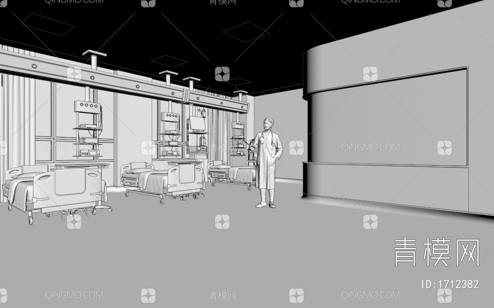 模拟ICU重症监护室3D模型下载【ID:1712382】