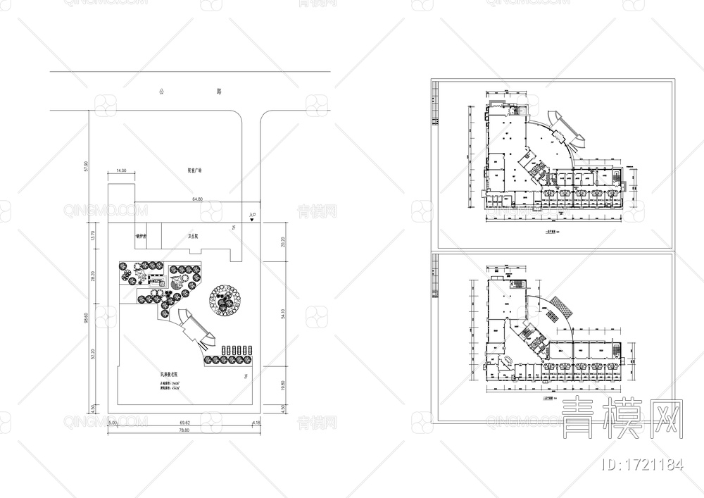 4500平小型敬老院建筑图【ID:1721184】