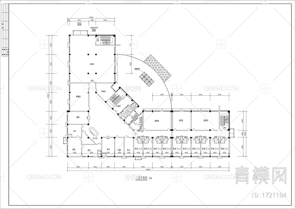 4500平小型敬老院建筑图【ID:1721184】