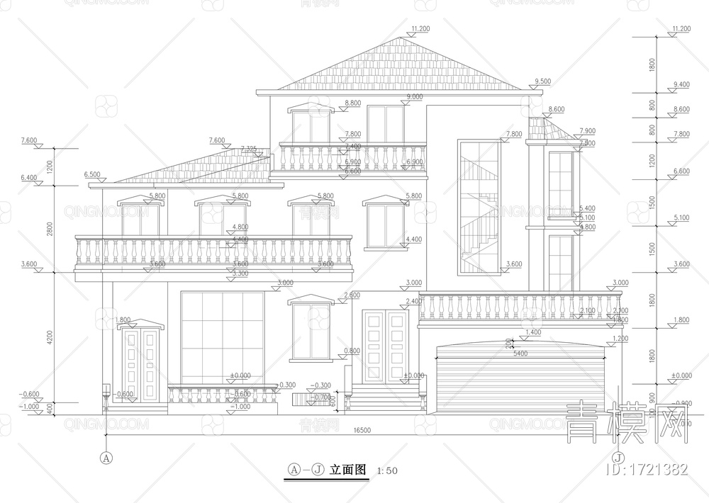 独立别墅施工图设计【ID:1721382】