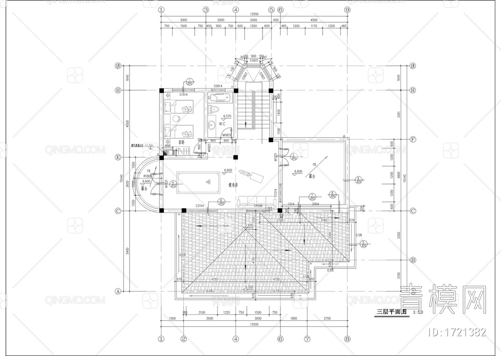 独立别墅施工图设计【ID:1721382】