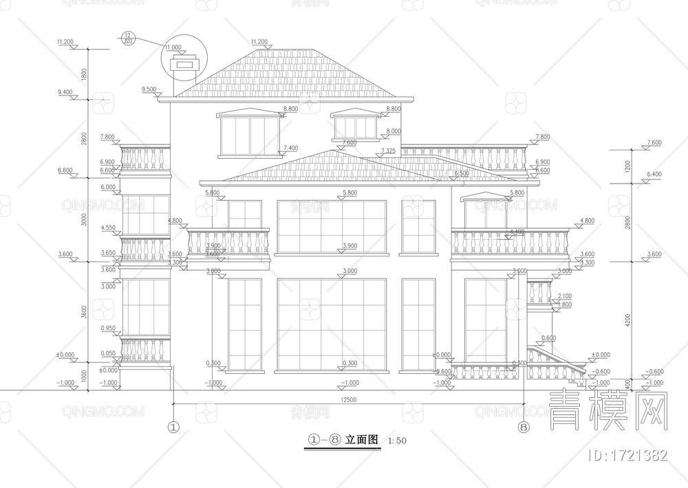 独立别墅施工图设计【ID:1721382】