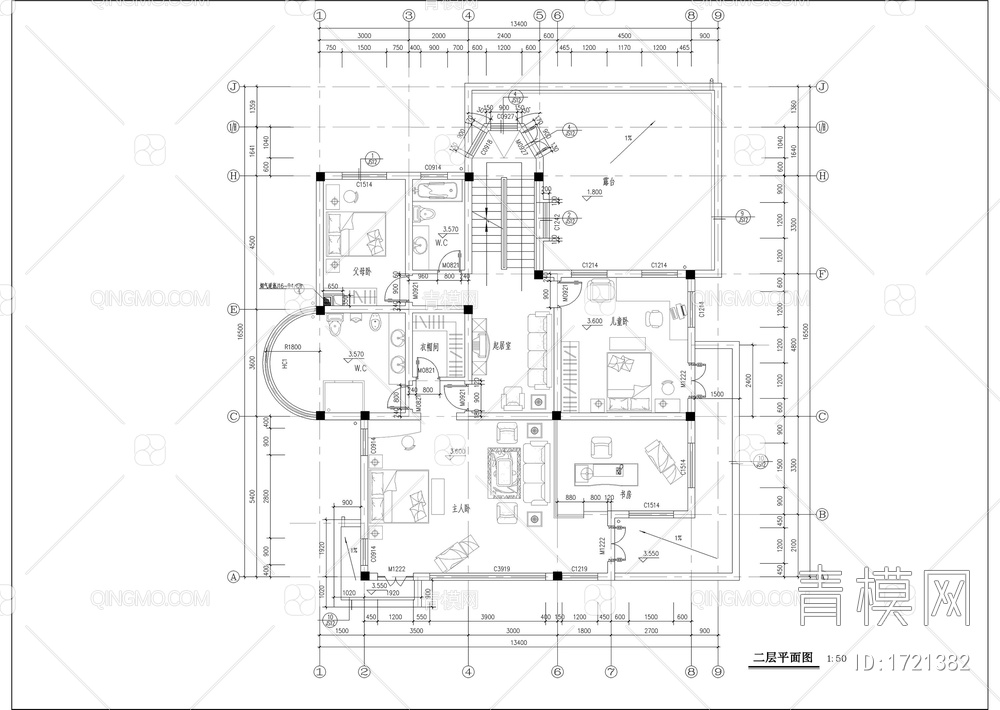 独立别墅施工图设计【ID:1721382】