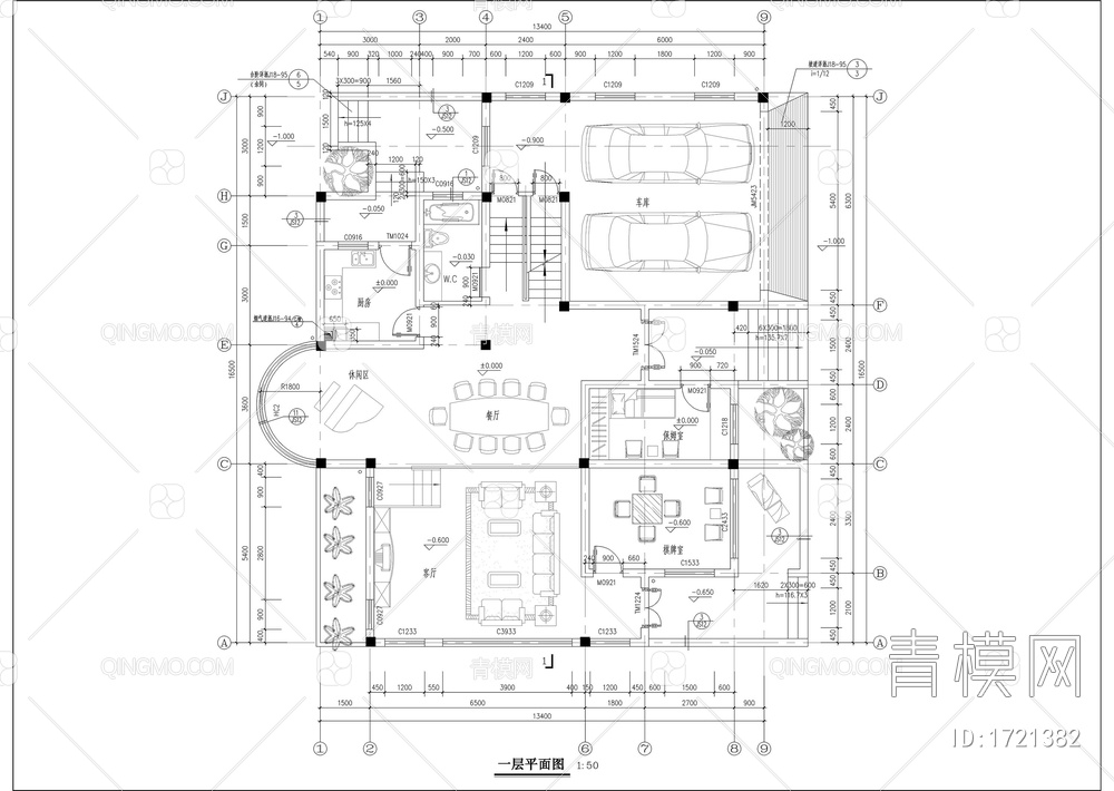 独立别墅施工图设计【ID:1721382】