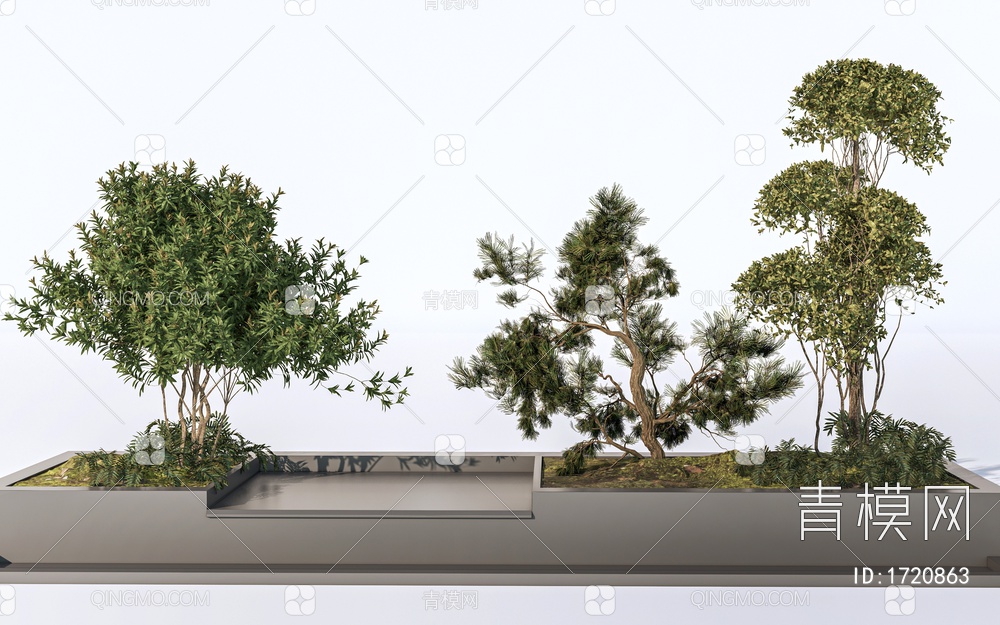 景观树 植物组合 植物组团SU模型下载【ID:1720863】