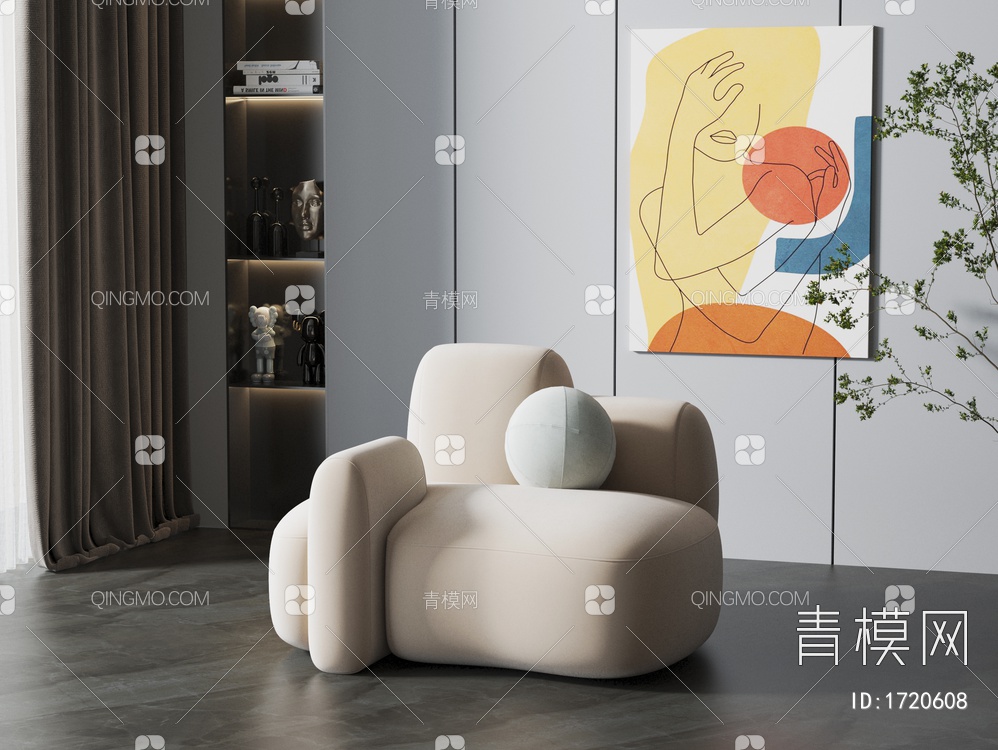 单人沙发3D模型下载【ID:1720608】
