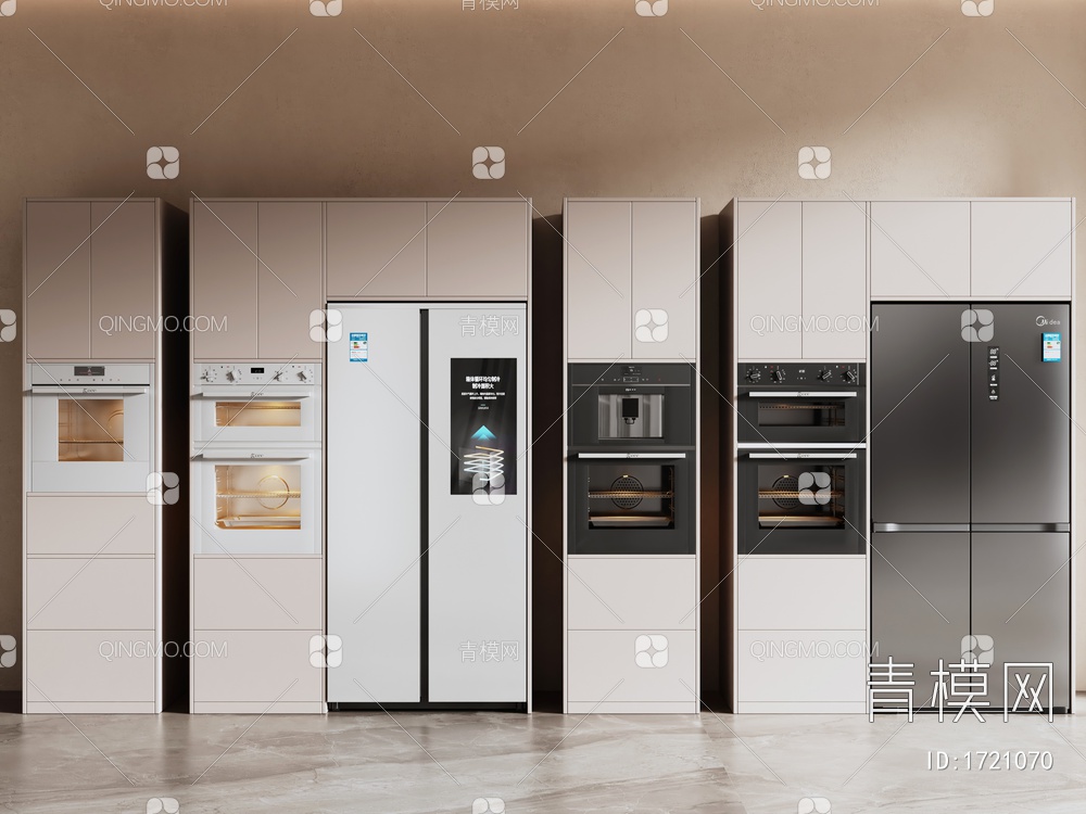 冰箱 嵌入式冰箱 双开门冰箱 烤箱 咖啡机3D模型下载【ID:1721070】