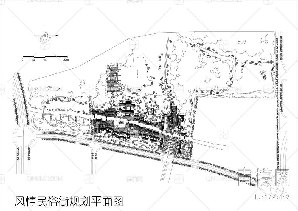 风情民俗街规划平面图【ID:1723449】