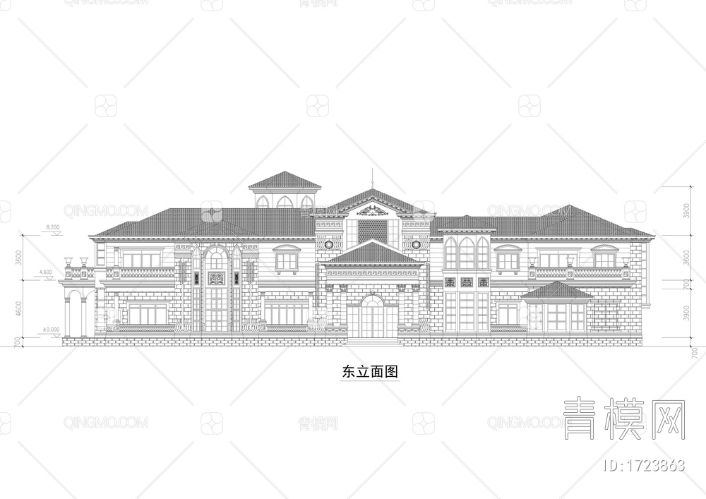 二千平豪宅城堡式别墅建筑图【ID:1723863】