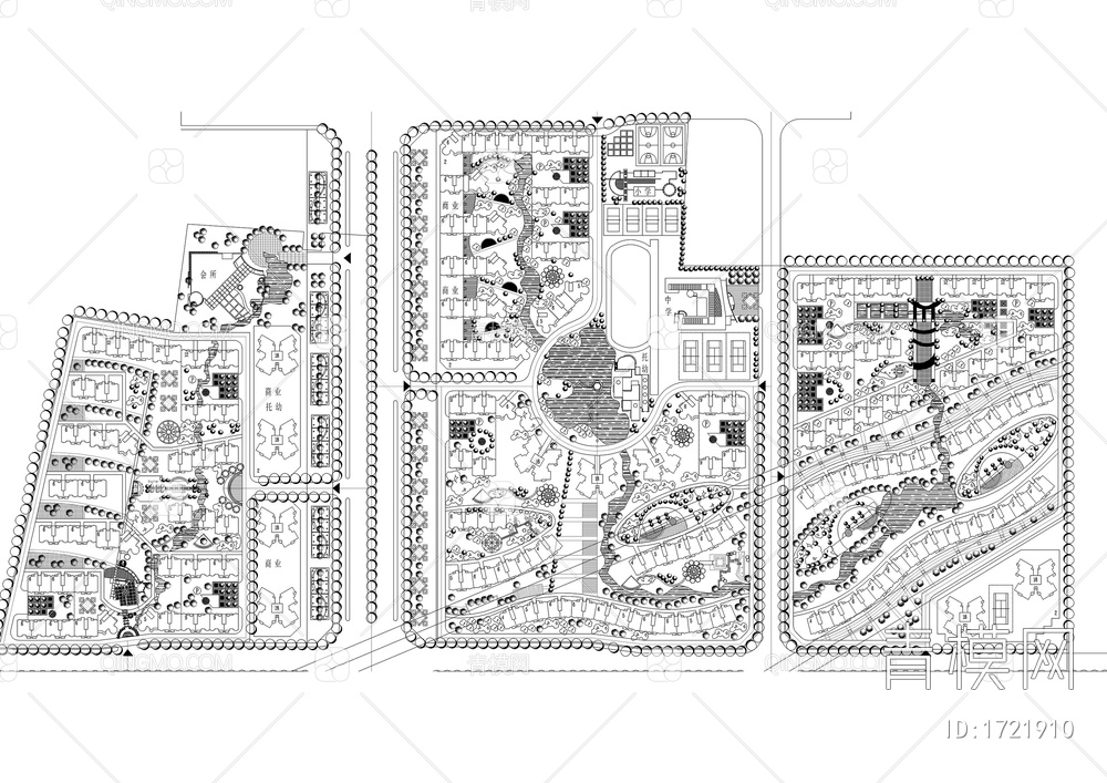 超大型居住小区规划平面图【ID:1721910】