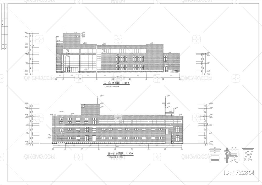 大学学校食堂全套建筑图含效果图【ID:1722864】