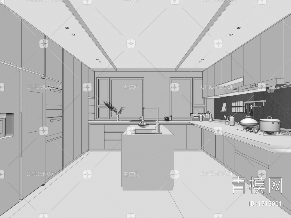 厨房，岛台3D模型下载【ID:1713051】