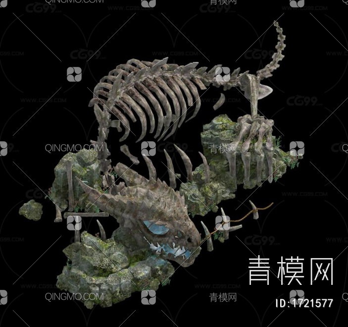 场景部件 骨头 龙骨 废弃之地 石头3D模型下载【ID:1721577】