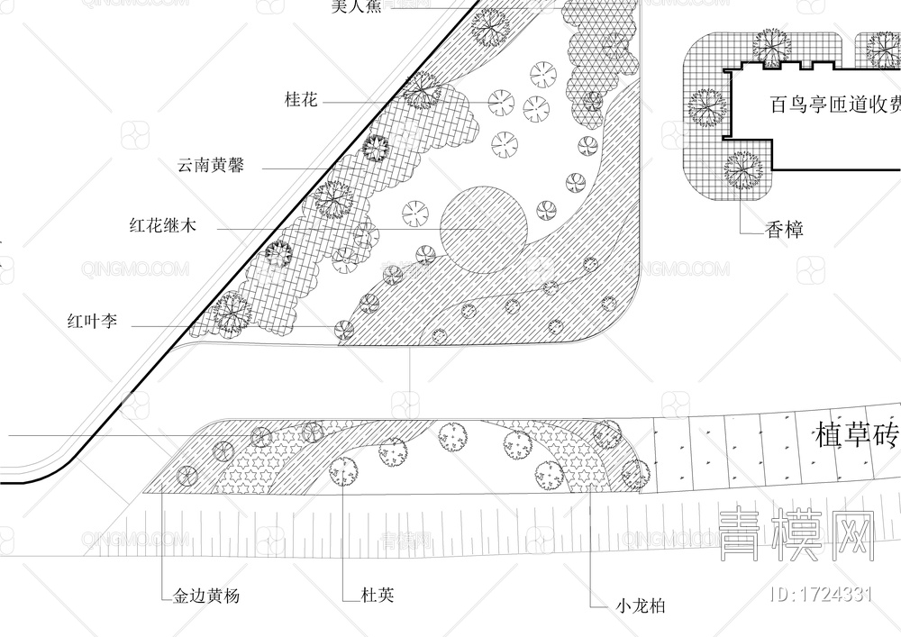 匝道服务区绿化景观平面图【ID:1724331】