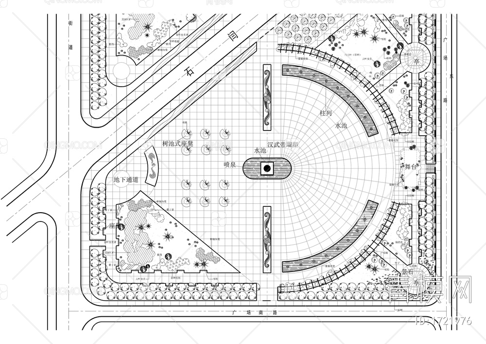城市广场景观平面图【ID:1721976】
