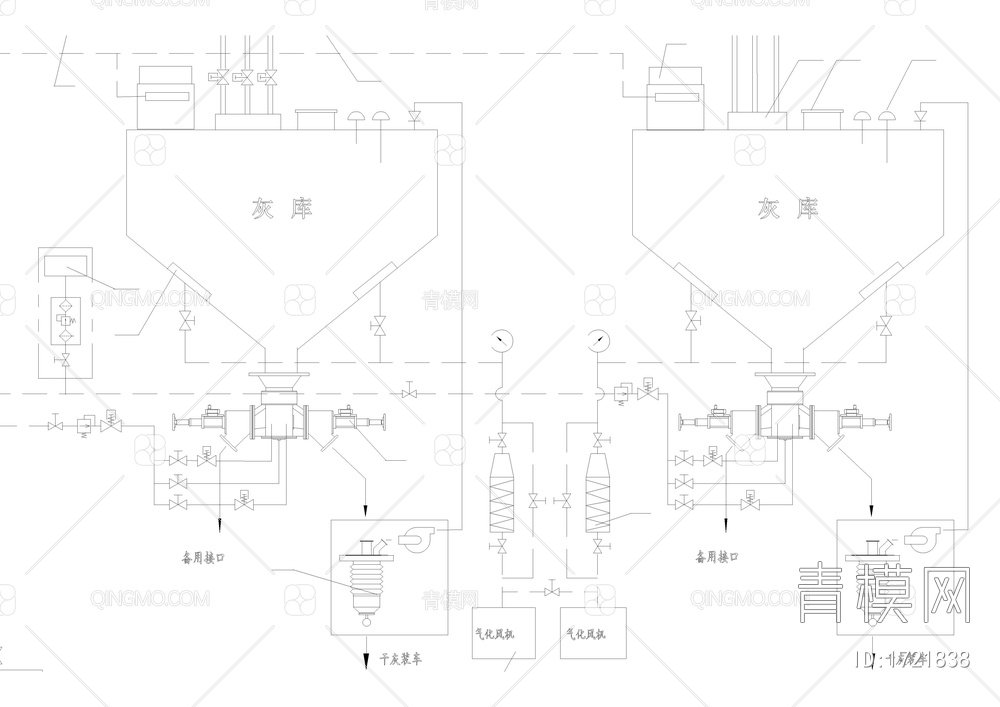 仓泵输送系统工艺布置机械图【ID:1721838】
