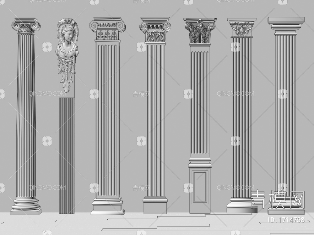 柱子 罗马柱 石膏柱子 装饰柱3D模型下载【ID:1714758】