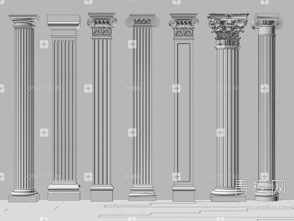 柱子 罗马柱 石膏柱子 装饰柱3D模型下载【ID:1714680】