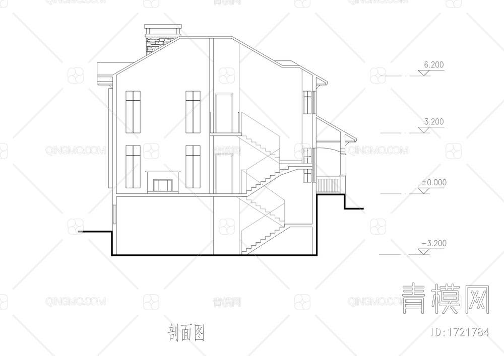 坡地独栋别墅方案设计【ID:1721784】