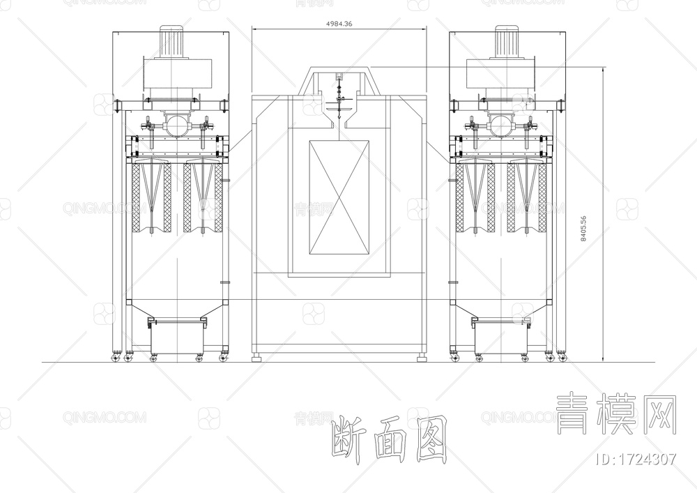 粉体回收机CAD机械图【ID:1724307】
