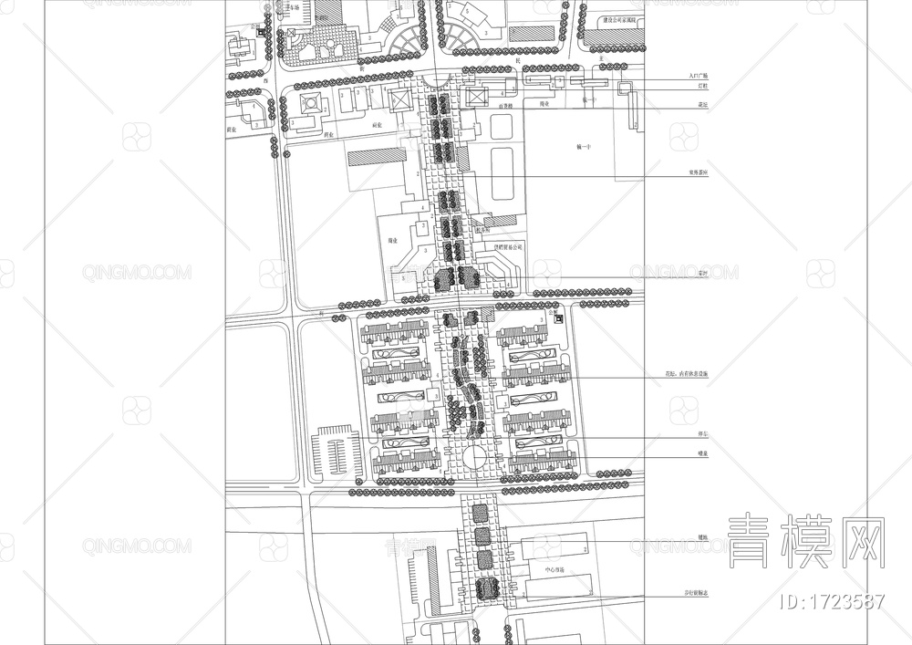 县城步行街街景详细规划图【ID:1723587】