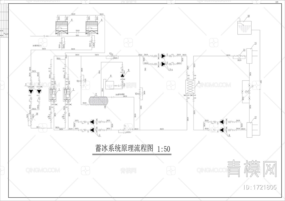 冰蓄冷系统cad图【ID:1721805】