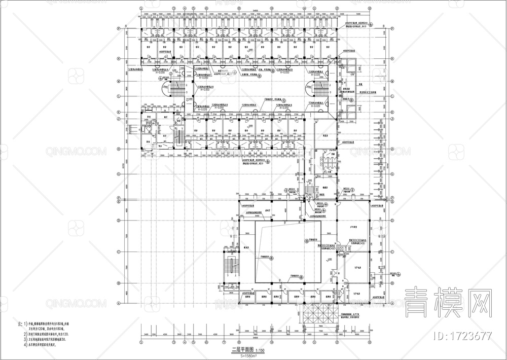 多层宿舍楼食堂建筑图【ID:1723677】