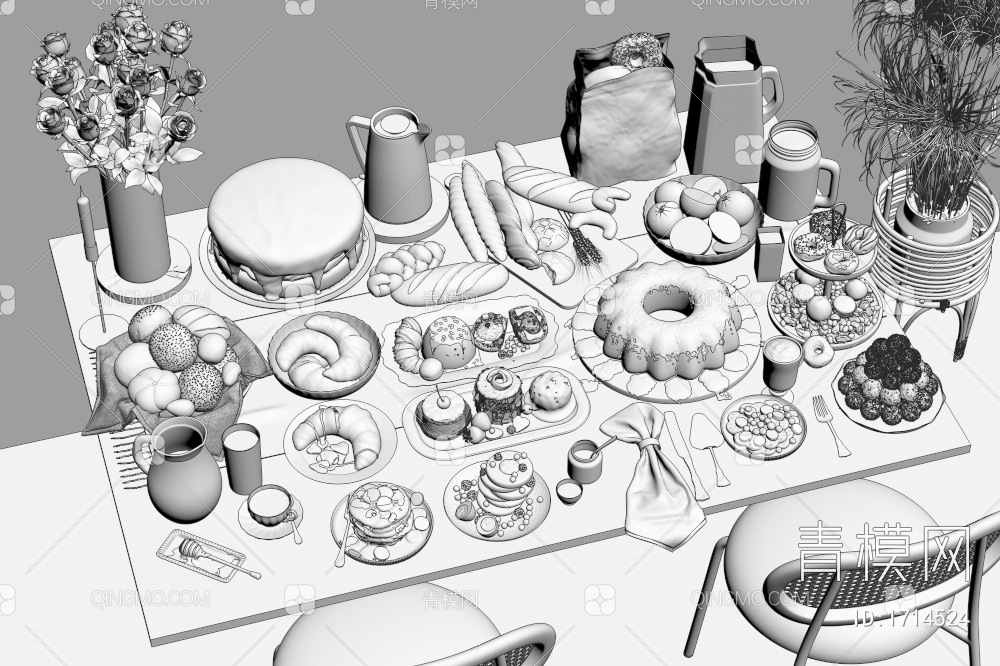 面包 蛋糕 食物3D模型下载【ID:1714524】