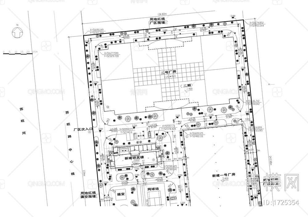 科技公司厂房总平面图【ID:1725354】