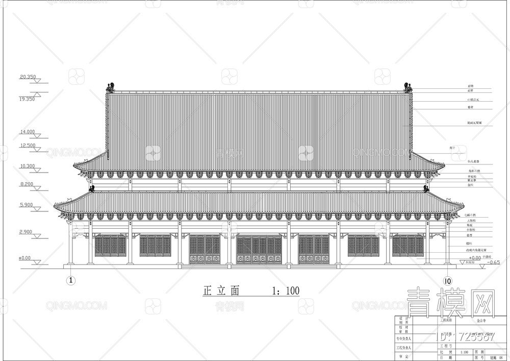 金山寺大雄宝殿全套建筑结构图【ID:1725567】