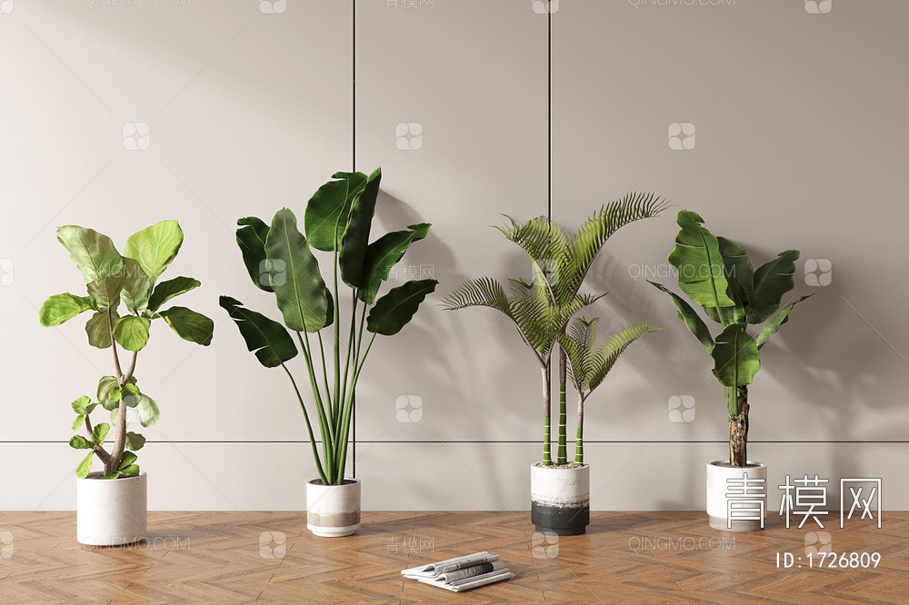 【植物，盆栽3D模型】-现代VR无灯光有贴图MAX2016植物，盆栽3d模型下载-ID1726809-免费3Dmax模型库 - 青模3d模型网