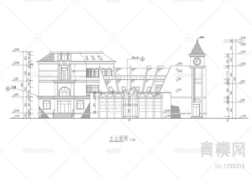 高档会所全套cad建筑设计施工图【ID:1725312】